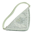 TRIANGLE LOGO SHOULDER BAG CRYSTAL EMBELISSHED MINT GREEN SHOULDER BAGS