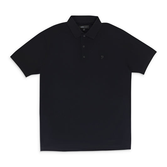 PIQUE KNIT POLO BLACK POLO SHIRTS