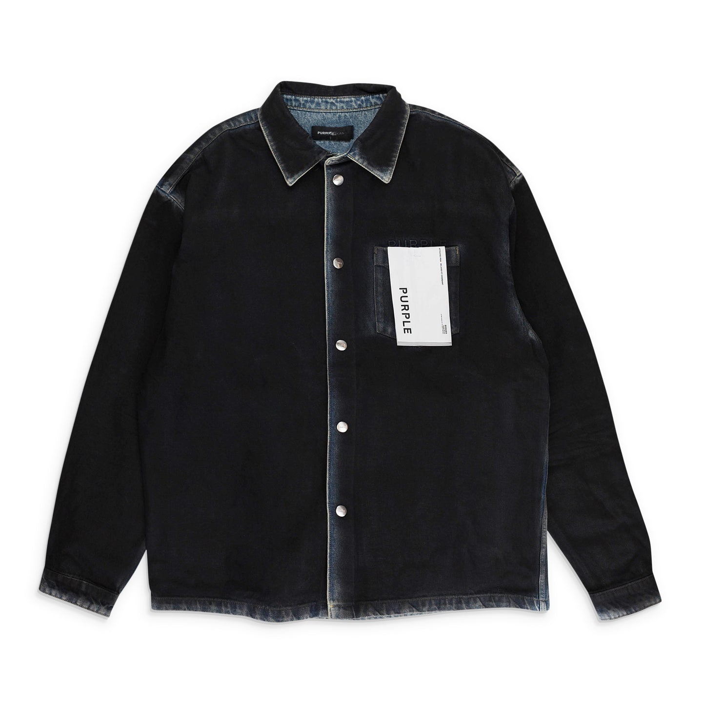 COATED SHIRT JACKET BLACK DENIM JACKETS