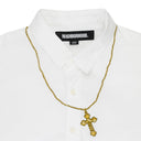 CROSS EMBROIDERY LS WHITE CASUAL BUTTON DOWN SHIRT