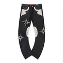 KSK FLOWER RIDER FAUX LEATHER BLACK CASUAL PANTS
