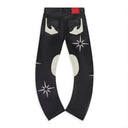 KSK FLOWER RIDER FAUX LEATHER BLACK CASUAL PANTS