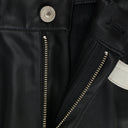 KSK FLOWER RIDER FAUX LEATHER BLACK CASUAL PANTS