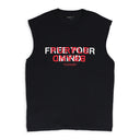 TEXTURED JERSEY SLEEVELESS BLACK T-SHIRTS