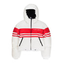 STRIPED PUFFER COAT WHITE/RED PUFFER Jacket