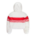 STRIPED PUFFER COAT WHITE/RED PUFFER Jacket