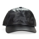 PURPLE 5 PANEL LEATHER BLACK HATS