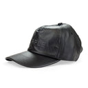 PURPLE 5 PANEL LEATHER BLACK HATS