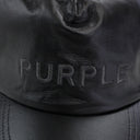 PURPLE 5 PANEL LEATHER BLACK HATS