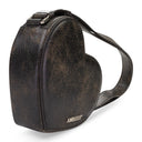 DISTRESSED LEATHER HEART SHOULDER BAG