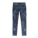 WASHED PRISM LASER PRINT Indigo SKINNY JEANS