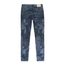 WASHED PRISM LASER PRINT Indigo SKINNY JEANS