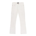 PATENT FILM CARGO FLARE WHITE SKINNY JEANS