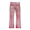 SILVER FOIL FLARE RED SKINNY JEANS