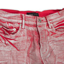 SILVER FOIL FLARE RED SKINNY JEANS
