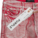 SILVER FOIL FLARE RED SKINNY JEANS