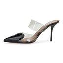 PATENT LEATHER 90 HEART BLACK MULES