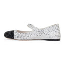 CRYSTAL-EMBELLISHED BALLERINA WHITE/BLACK FLATS