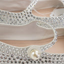 CRYSTAL-EMBELLISHED BALLERINA WHITE/BLACK FLATS