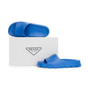 RUBBER LOGO SLIDES BLUE SLIPPERS