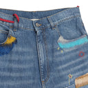 JEANS WITH MOHAIR PATCHWORK DETAILS