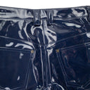 HIGH WAISTED VINYL NAVY TROUSERS