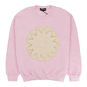 FLOWER EMBOSSED PINK PULLOVER SWEATER