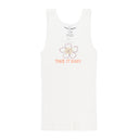 TAKE IT EASY FLOWER SPARKLE WHITE/PINK TANK TOPS