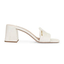 LOBO BLOCK HEEL PUMPS WHITE PUMPS