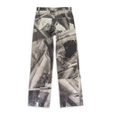 HIGH RISE RELAXED PRINTED JEANS