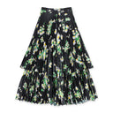 DAISY TIERED BLACK/GREEN PLEATED SKIRT