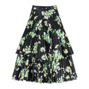 DAISY TIERED BLACK/GREEN PLEATED SKIRT