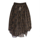 DECONSTRUCTED KNIFE PLEATED BROWN FLARED SKIRT