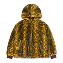 SNAKE FAUX FUR ZIP YELLOW HOODY SWEATSHIRT