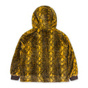 SNAKE FAUX FUR ZIP YELLOW HOODY SWEATSHIRT