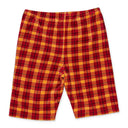 VELOUR PLAID BIKER RED SHORTS