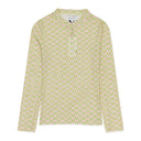 CHECKERED LOGO MESH LONG SLEEVE PINK/GREEN TOP