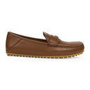LEATHER METAL LOGO BROWN LOAFERS