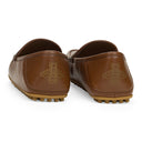 LEATHER METAL LOGO BROWN LOAFERS