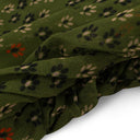 INDIAN FLORAL PRINTED MESH GATHERED GREEN MINI DRESS