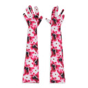 NWT WORLD WIDE LTD. FLOWER PRINT LONG FUJI WHITE/PINK GLOVES & MITTENS