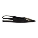 SATIN SLINGBACK BALLERINA BLACK FLATS