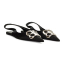 SATIN SLINGBACK BALLERINA BLACK FLATS