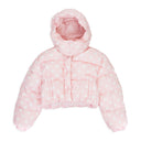 POLKA DOT PUFFER COAT PINK/WHITE DOWN PUFFER