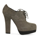 SUEDE LACED PLATFORM GREY PUMPS & HEELS