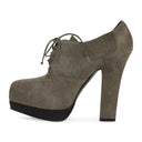 SUEDE LACED PLATFORM GREY PUMPS & HEELS