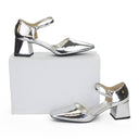 CROC MARY JANE SILVER PUMPS