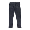 FAUX LEATHER PANEL NAVY TROUSER