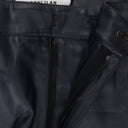 FAUX LEATHER PANEL NAVY TROUSER