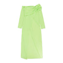 OFF THE SHOULDER W ONE STRAP LIME GREEN MAXI DRESS